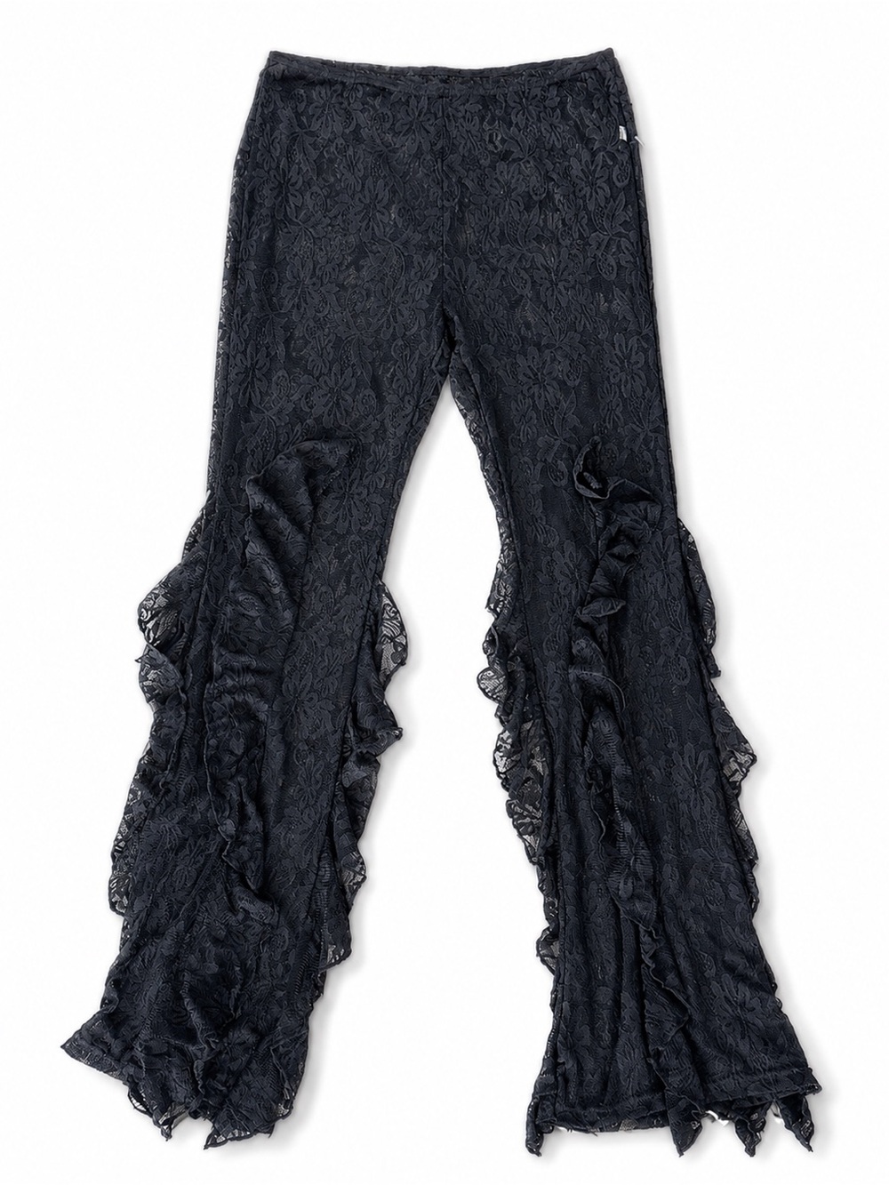 Black Lace Ruffle Flare Kids Bottoms